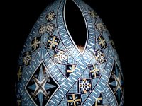 Blue Geometric Ukrainian Easter Egg Pysanky By So Jeo : Pysanky pysanka geometric ukrainian easter egg batik art geometric flowers geometry precision art batik